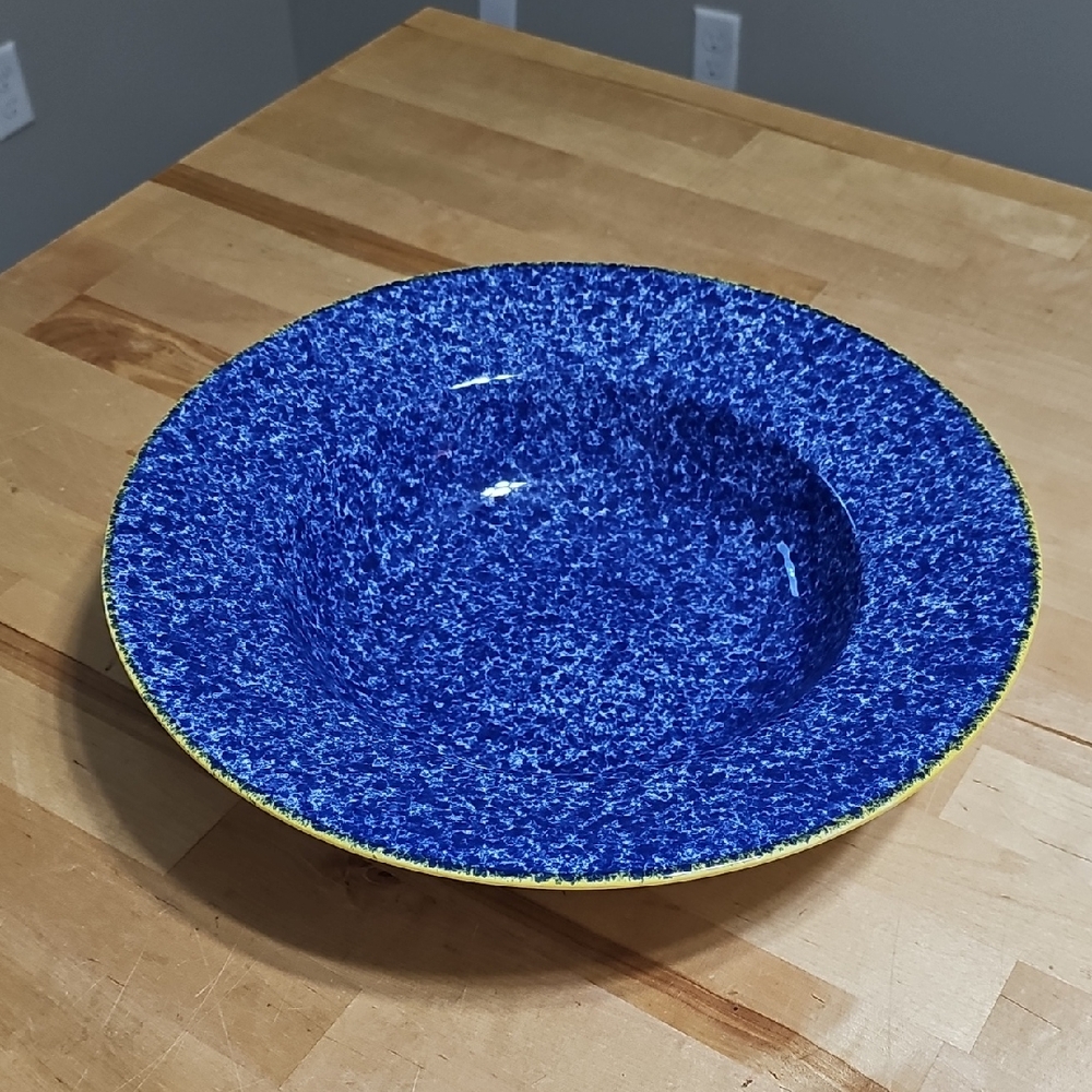 🥗 Over and Back Indoor Outfitters XL 13.75" Serving Bowl Spongeware Blue